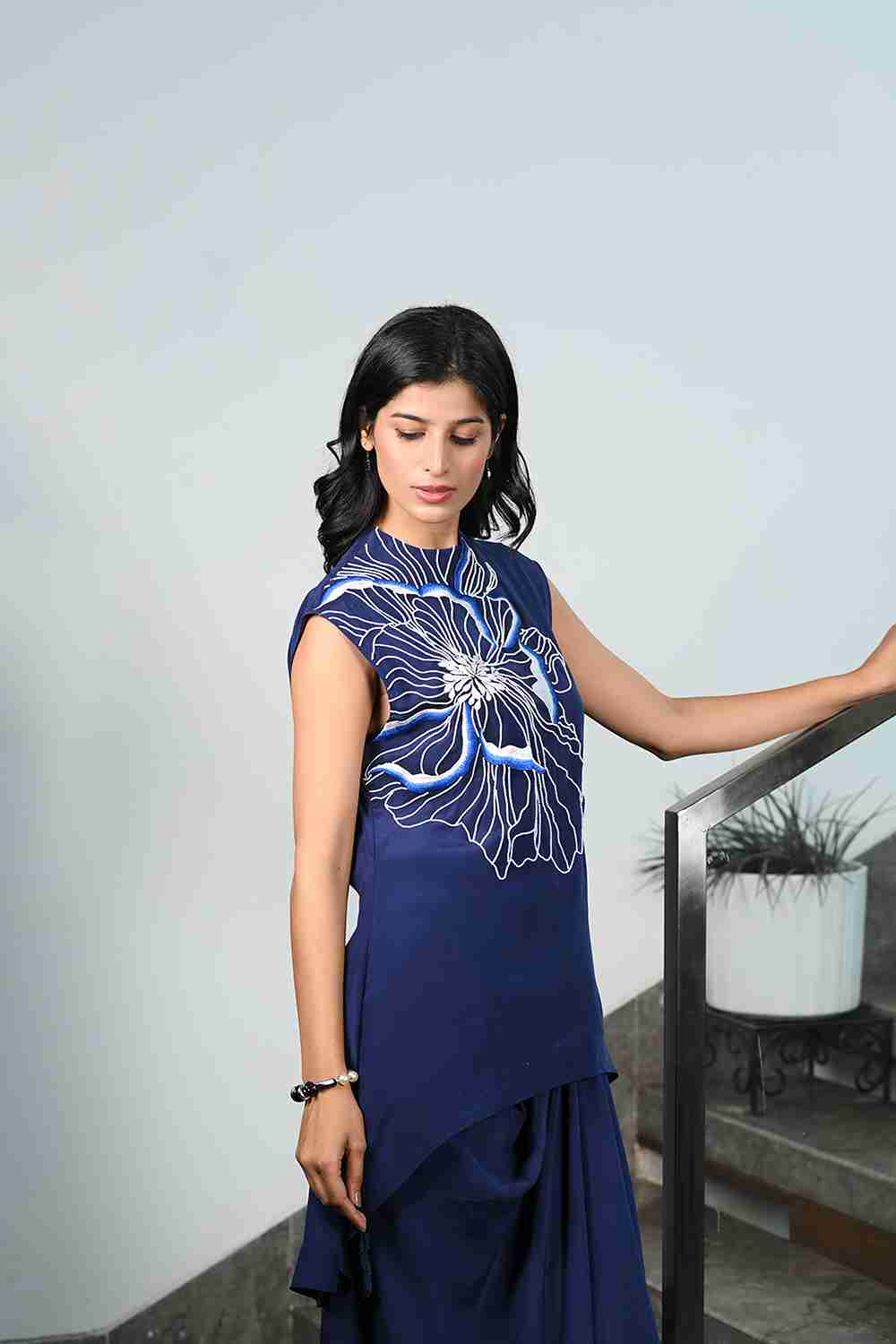 Rabia Blue Dhoti Set