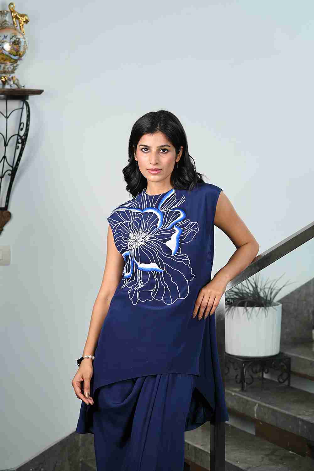Rabia Blue Dhoti Set