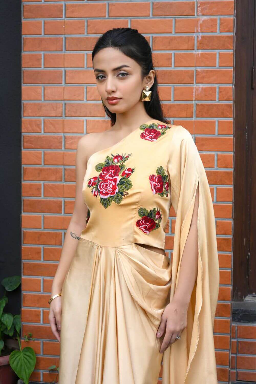 Golden Drape Saree | Pure Satin Silk Sarees