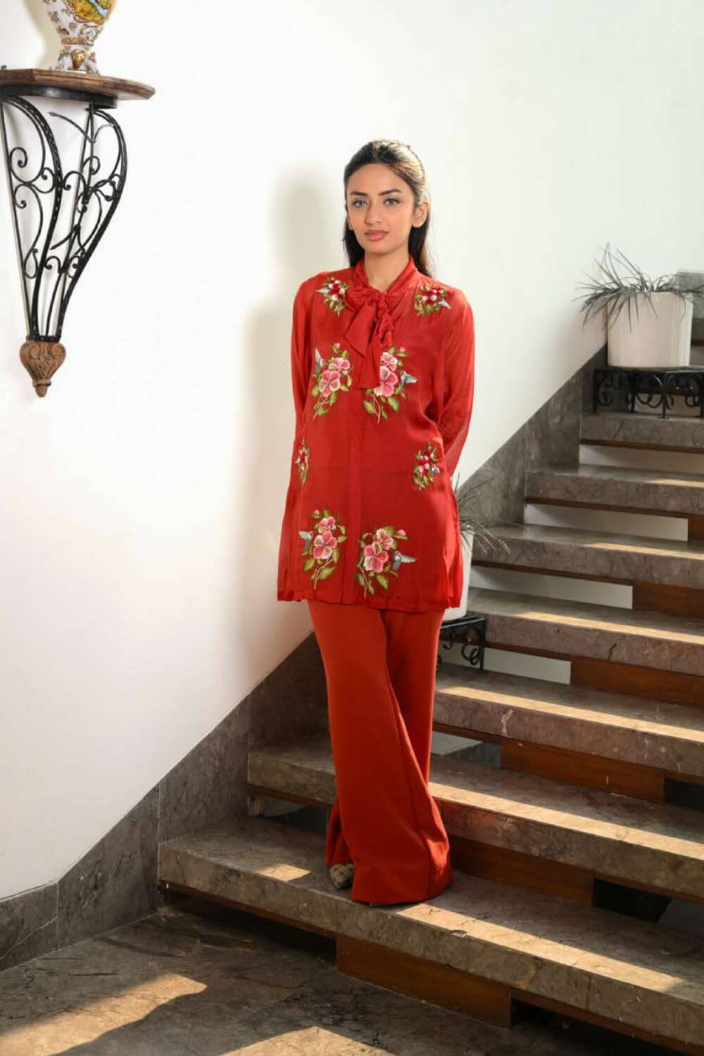 Red Co-ord Set With Knot