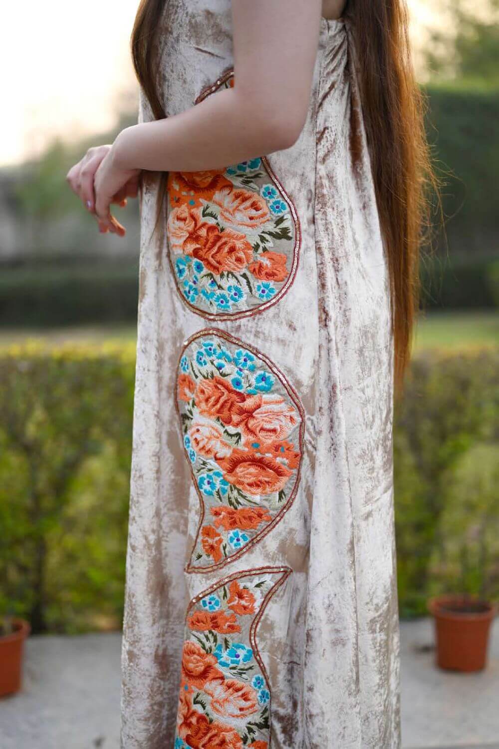 Long Off Shoulder Velvet Dress