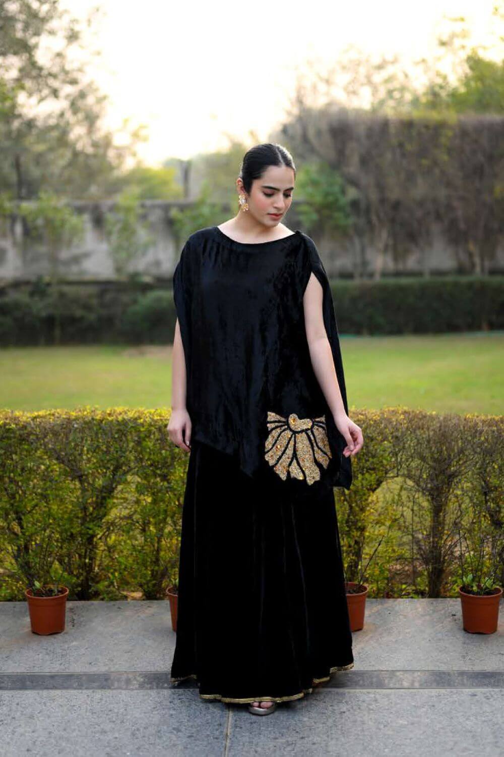 Black Velvet Cape with Skirt