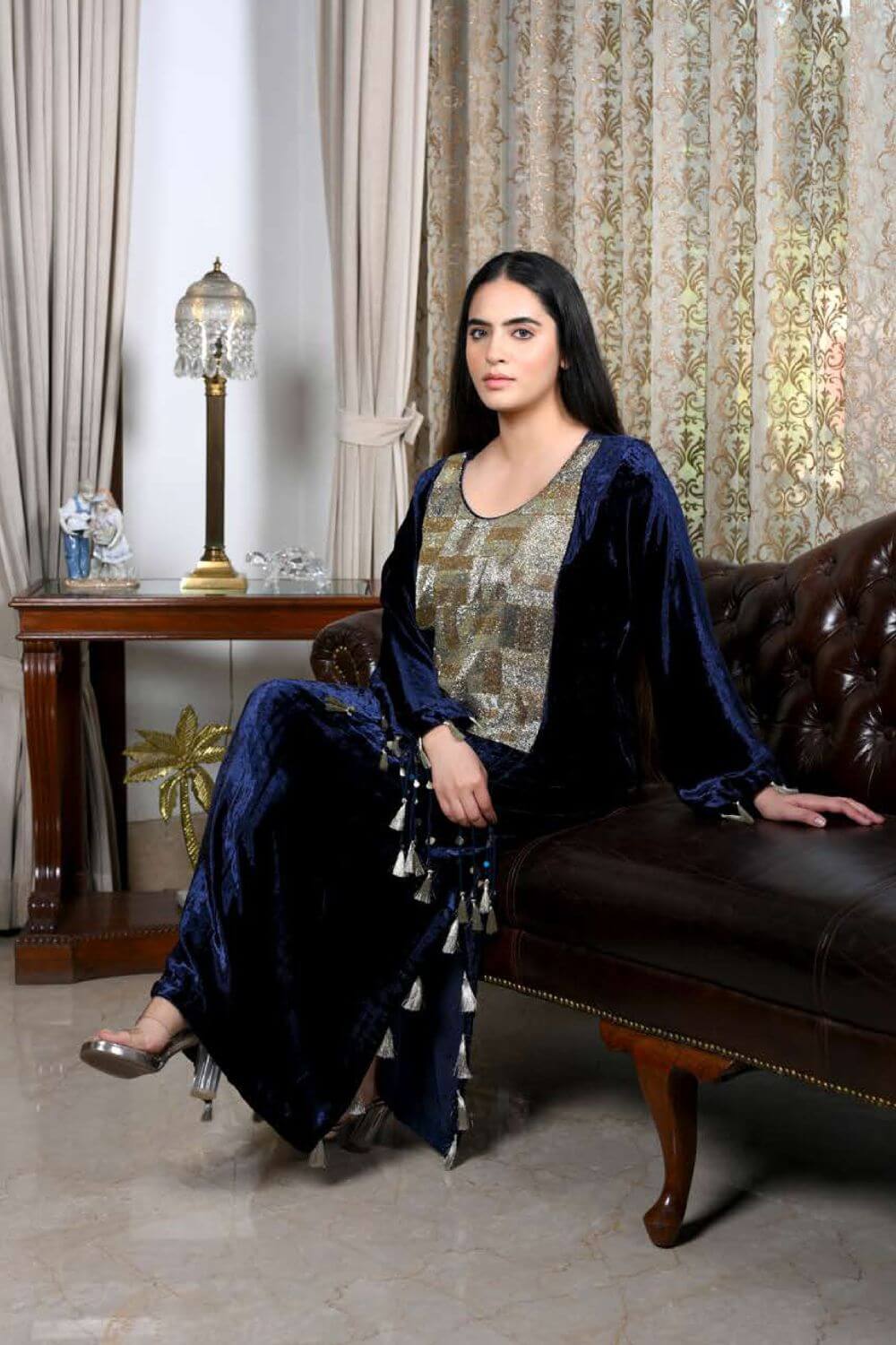 Dark Blue Velvet Dress