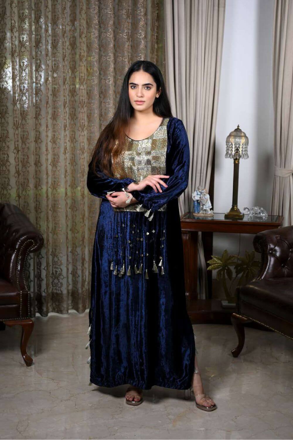 Dark Blue Velvet Dress