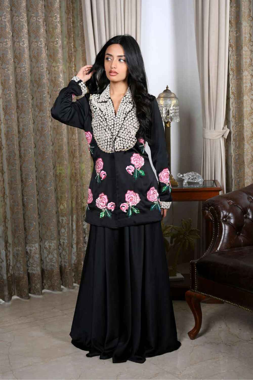 Black Peplum Plazzo Set