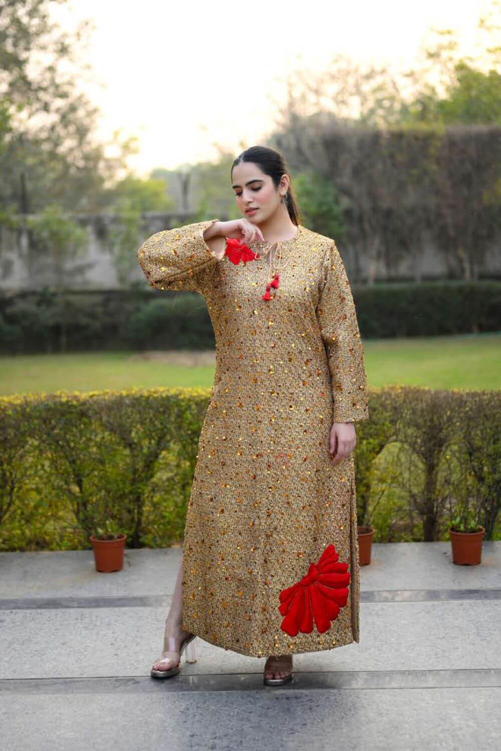 Golden Red Long Dress